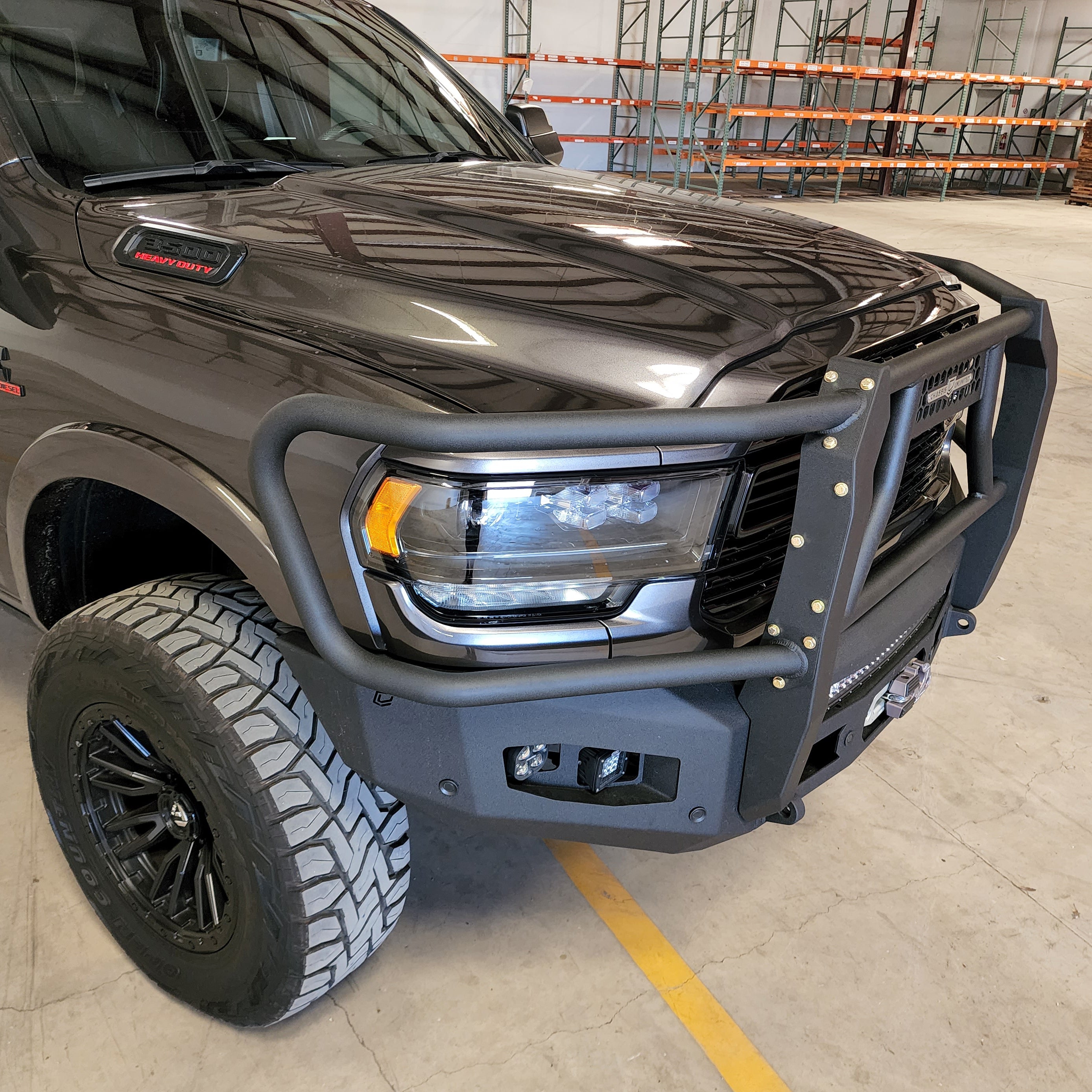 2019-2022 RAM 2500/3500 ATTITUDE FRONT WINCH Bumper Grill Guard Chassis Unlimited Inc.