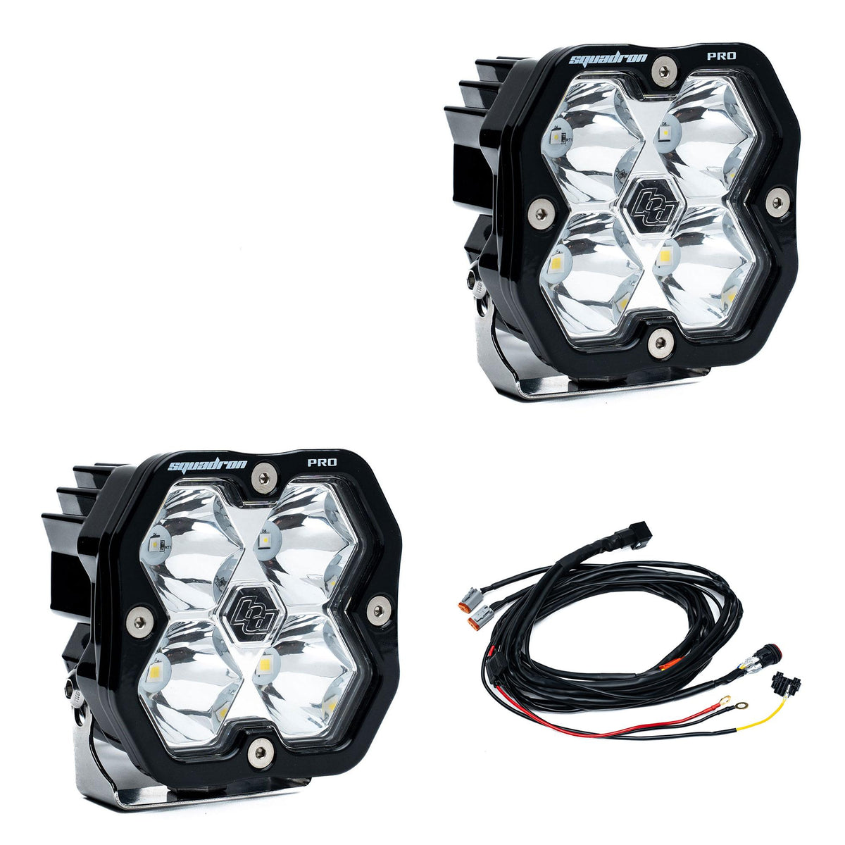 Squadron 2.0 Pro Black LED Auxiliary Light Pod Pair Universal Clear Spot Baja Designs