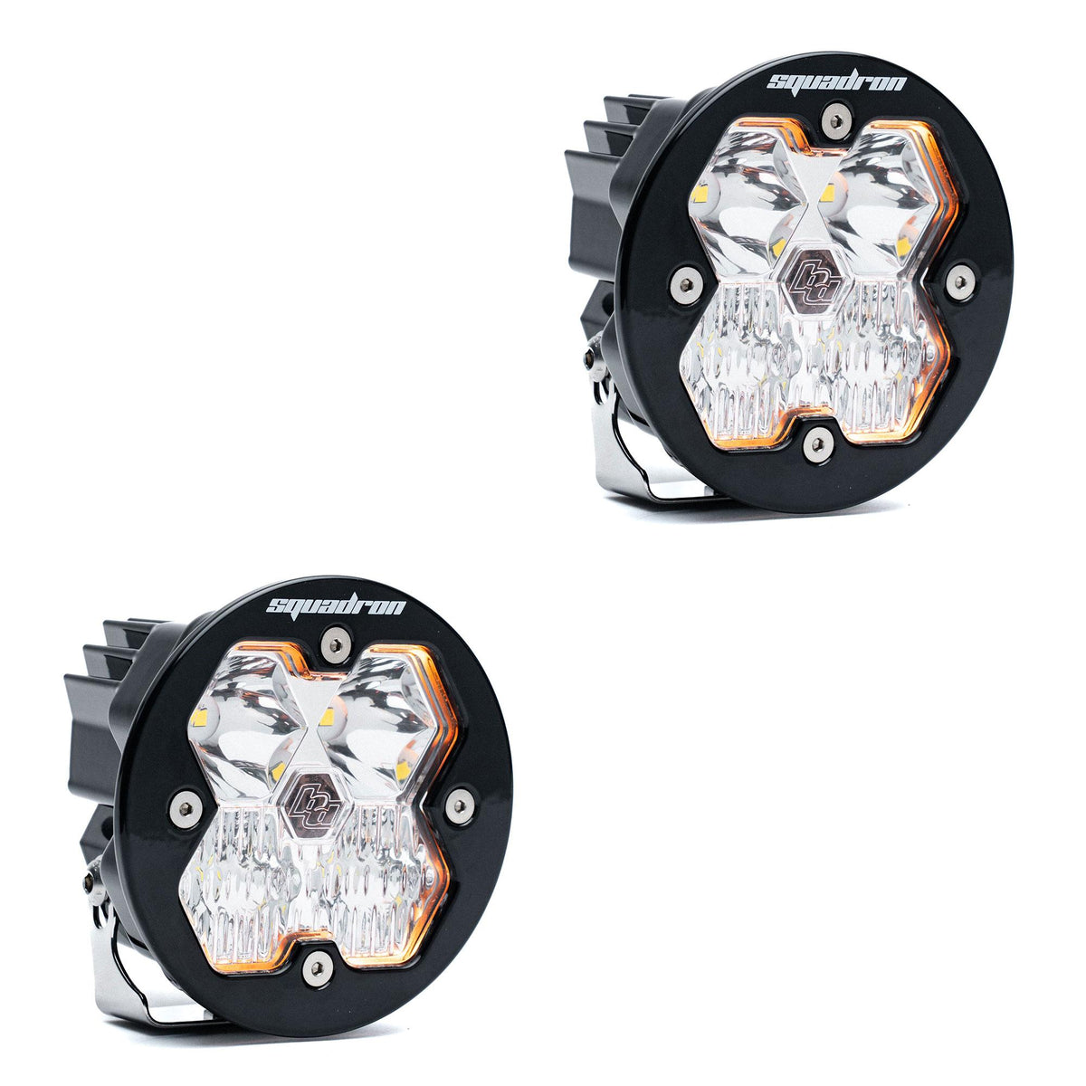 Squadron-R 2.0 Sport Black LED Auxiliary Light Pod Pair (No Harness) Universal Clear Driving/Combo Baja Designs