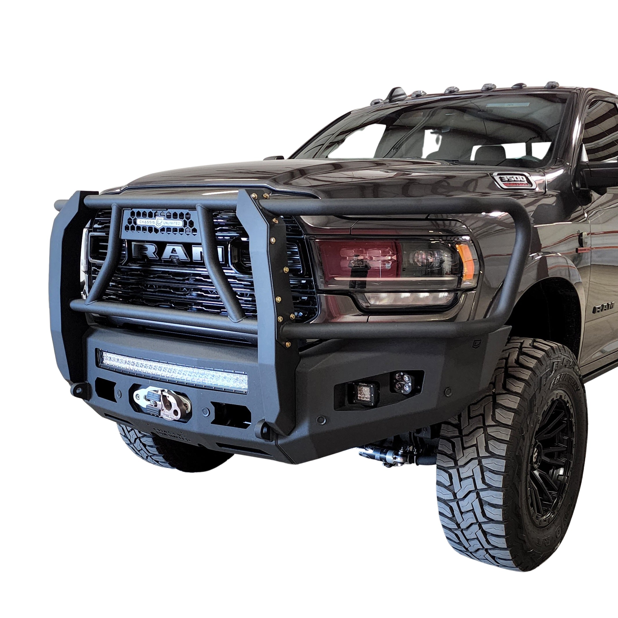 2019-2022 RAM 2500/3500 ATTITUDE FRONT WINCH Bumper Grill Guard Chassis Unlimited Inc.