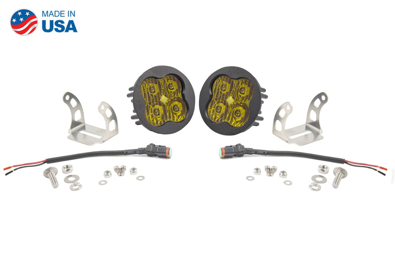 Stage Series 3" SAE/DOT Yellow Sport Round LED Pod (pair)