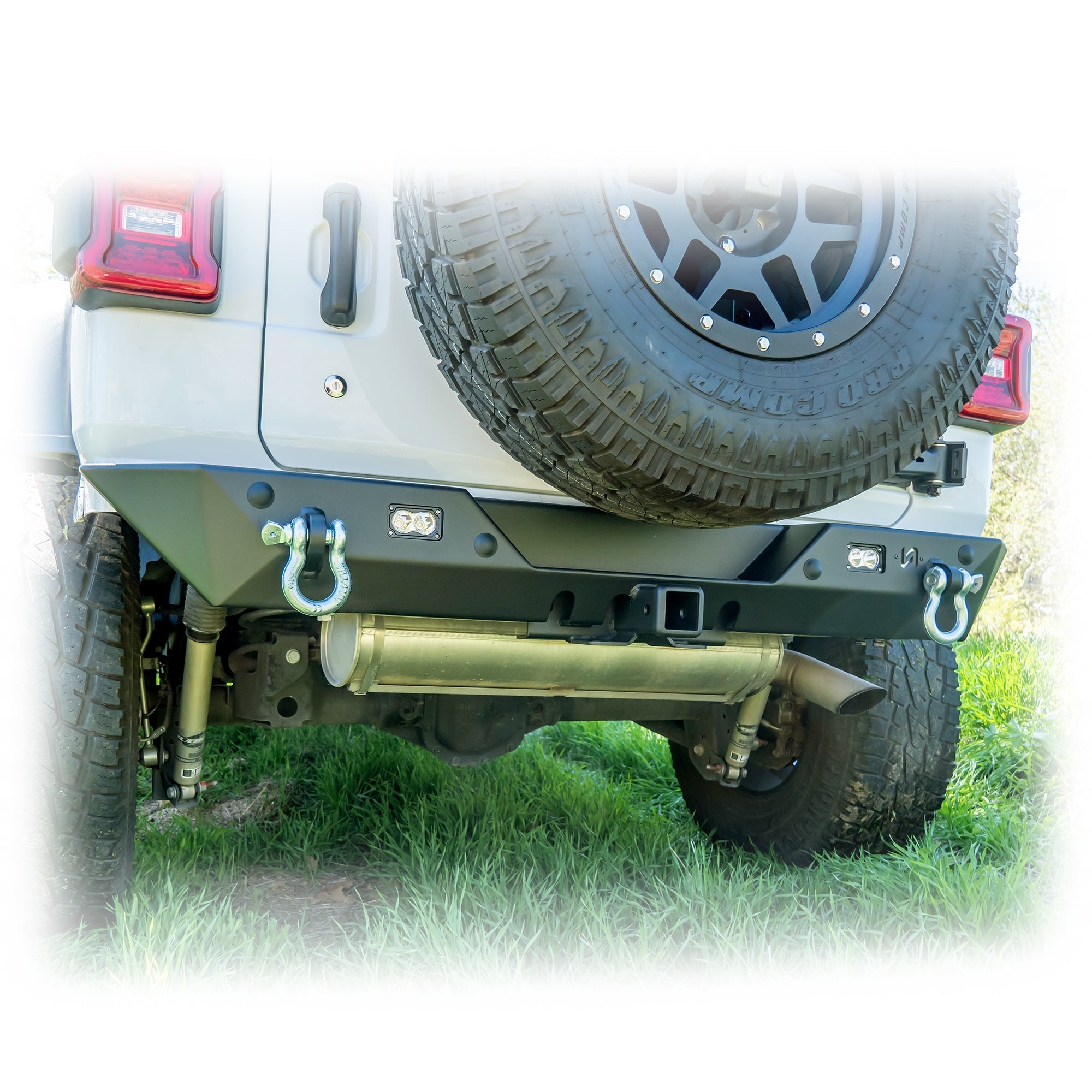 Jeep JL Rear Bumper with LED Pod Lights & Hitch Receiver – Minimalist | 2018–2025 - Turn Offroad