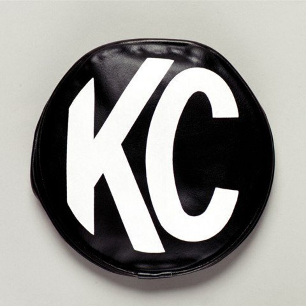 8" Light Cover - Round - Soft Vinyl - Pair - Black / White KC Logo - # 5800