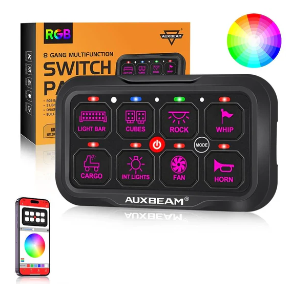 AUXBEAM AR Series 6/8 Gang LED Switch Panel,Off Road Light Controller