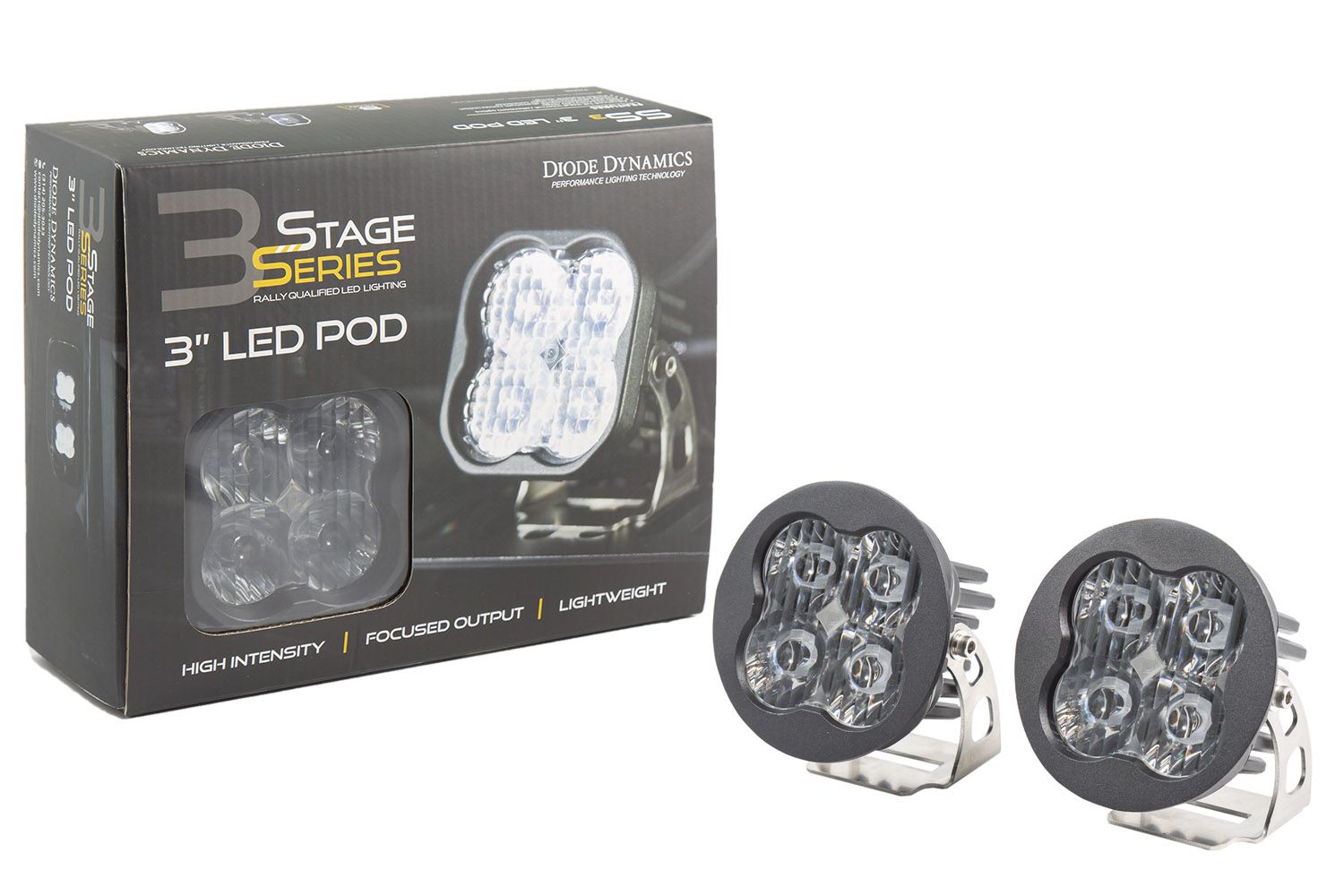 Stage Series 3" SAE/DOT White Pro Round LED Pod (pair)